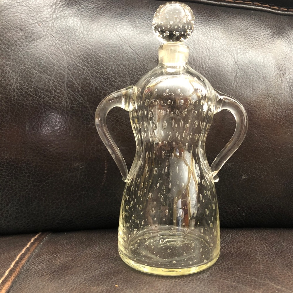 Rare Hand Blown Glass Controlled Bubble Human Figure Bottle with Stopper - Picture 2 of 7